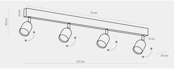 Spot TOP 4xGU10/10W/230V alb