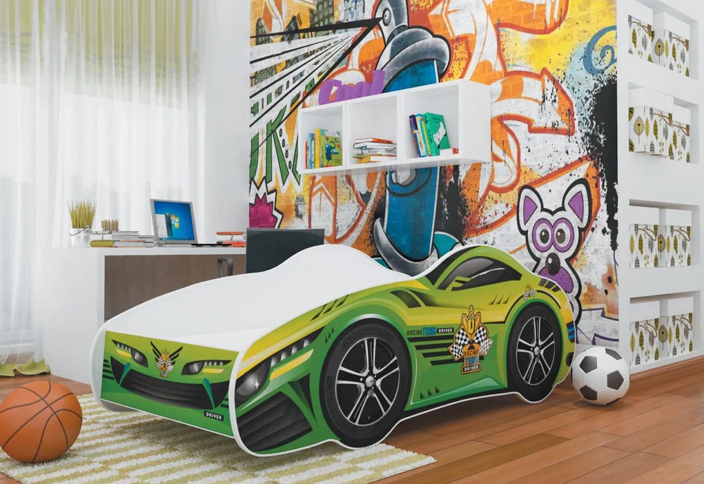 Supermobel Pat pentru copii AUTO + saltea + somieră GRATIS, 70x140, MODEL 04