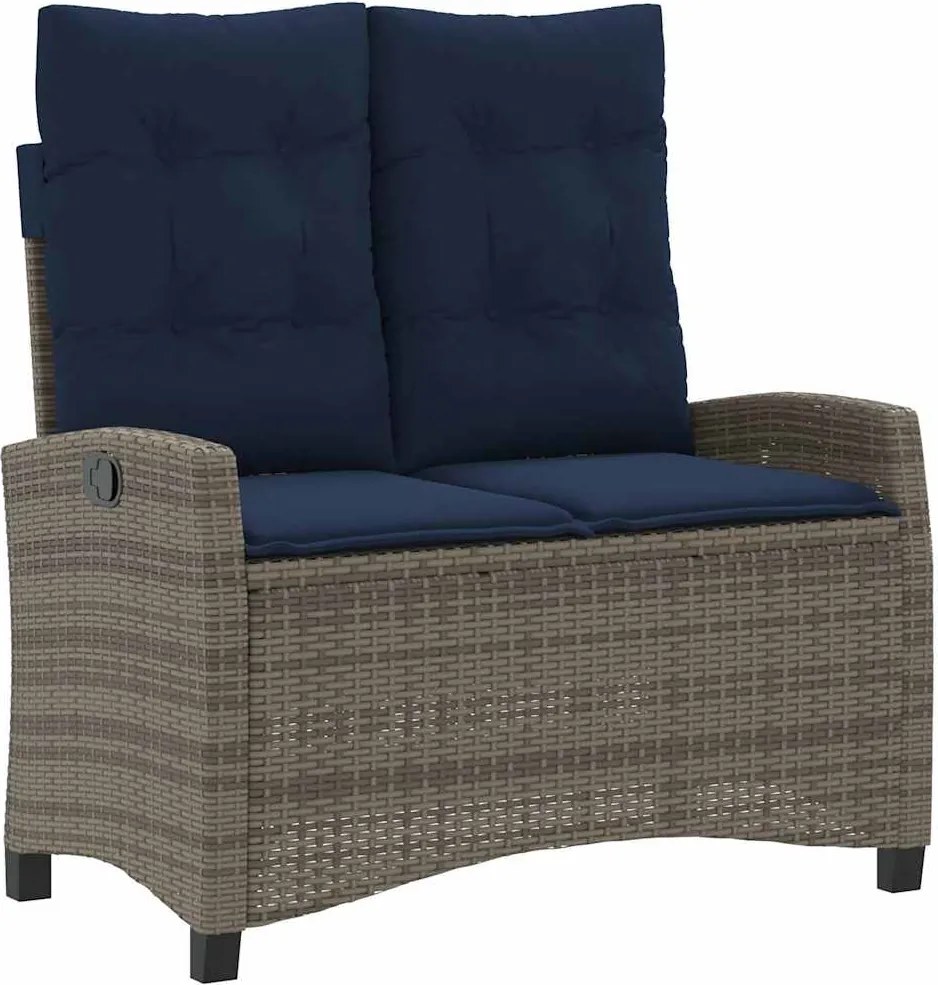 vidaXL Bancă de grădină rabatabilă cu perne, gri, poliratan