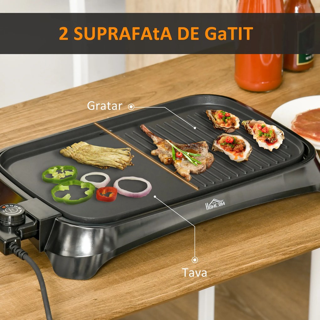 Gratar electric HOMCOM antiaderent,1600W | Aosom Romania