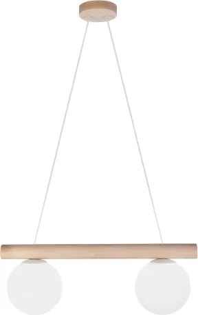 Lustră suspendată pe cablu WOODSTOCK 2xE27/15W/230V lemn/crem