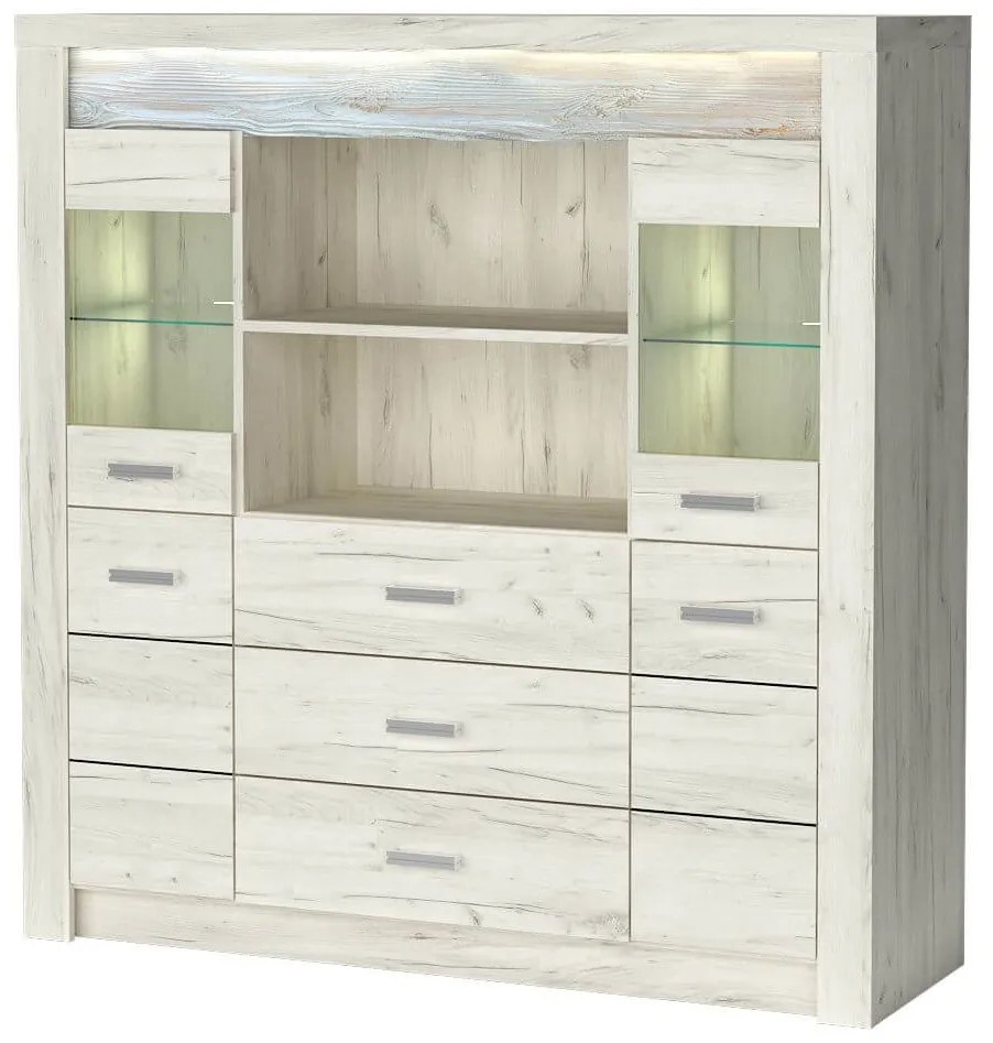 Vitrină Indie 22 (cu iluminat LED) (craft alb). 1057816