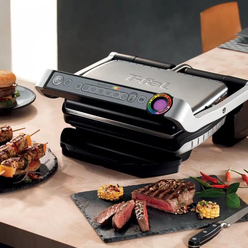 Gratar electric Tefal OptiGrill+ Waffles GC716D12, 2000W, 6 programe, Acoperire antiaderenta Teflon, Placi pentru vafe, Control temperatura, Max 275°C, Inox