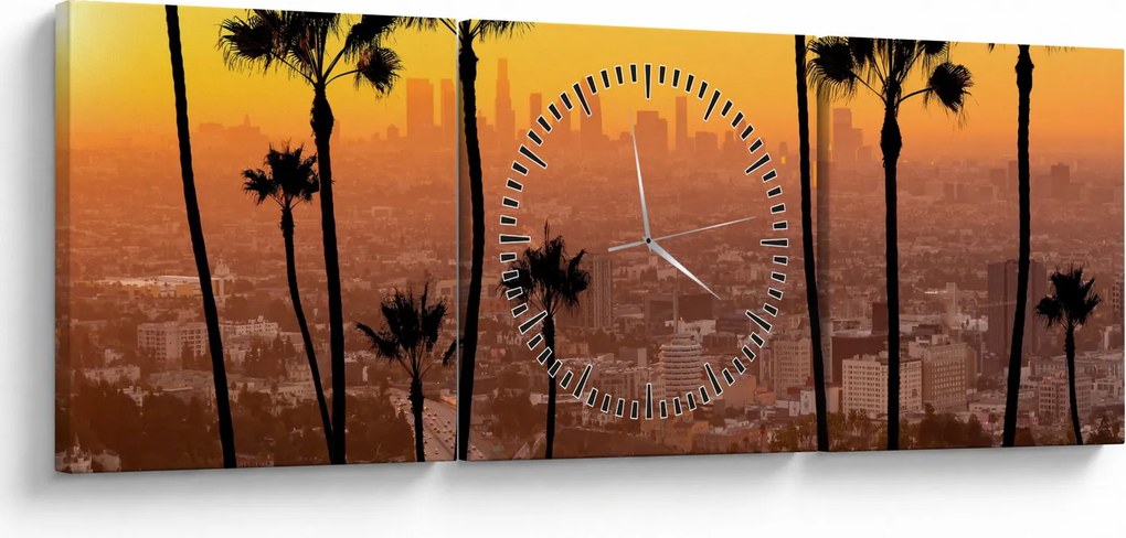 Tablou - Panorama din Los Angeles (cu ceas) (90x30 cm)
