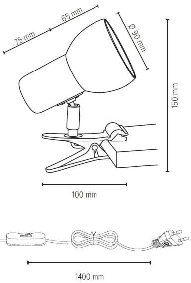 Lampă cu clemă Spot-Light 2224174WK SVENDA 1xE27/60W/230V