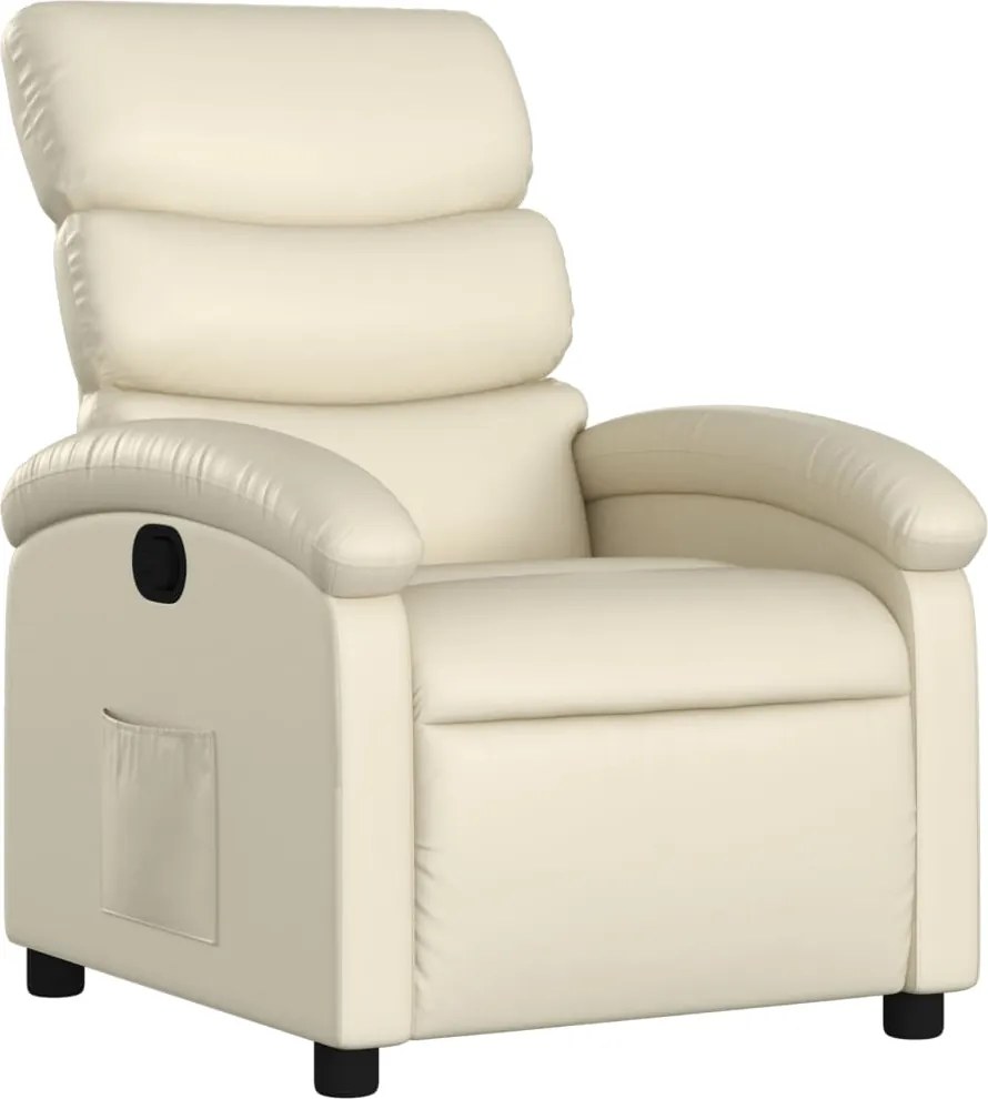 vidaXL Fotoliu rabatabil din piele ecologică crem