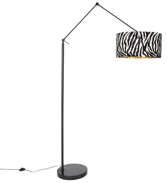 Lampă de podea neagră cu abajur cu zebră 50 cm - Editor