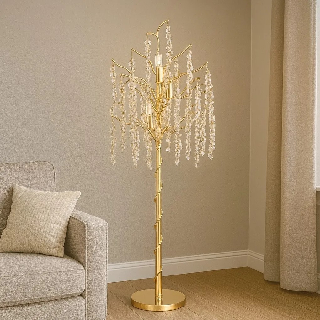 Lampadar Decorativ Auriu, 6xE27, 400×400×1750 mm, Design Modern – Model 68253-6L B