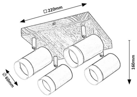 Spot de tavan TORAS 4xGU10/5W/230V stejar Rabalux 73124