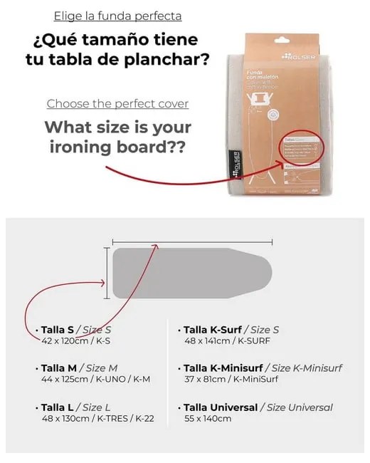 Husă pentru masă de călcat 140x55 cm Universal – Rolser