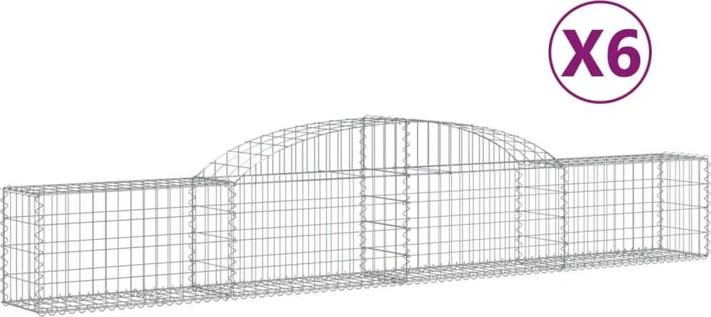 vidaXL Coșuri gabion arcuite, 6 buc., 300x30x40/60 cm, fier galvanizat