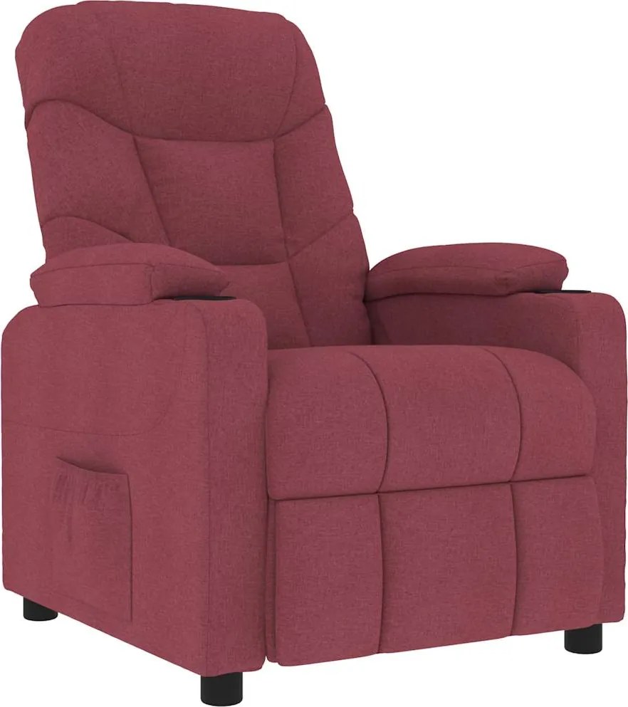 vidaXL Fotoliu de masaj, roșu vin, material textil