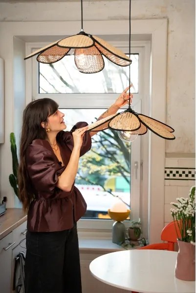 Osram - Lampă suspendată cu cablu DECOR RATTAN 1xE27/15W/230V Ø 58 cm bej/negru