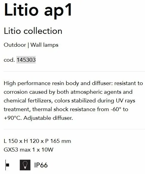 Aplica exterior directionabila IP66 LITIO AP1 BIANCO