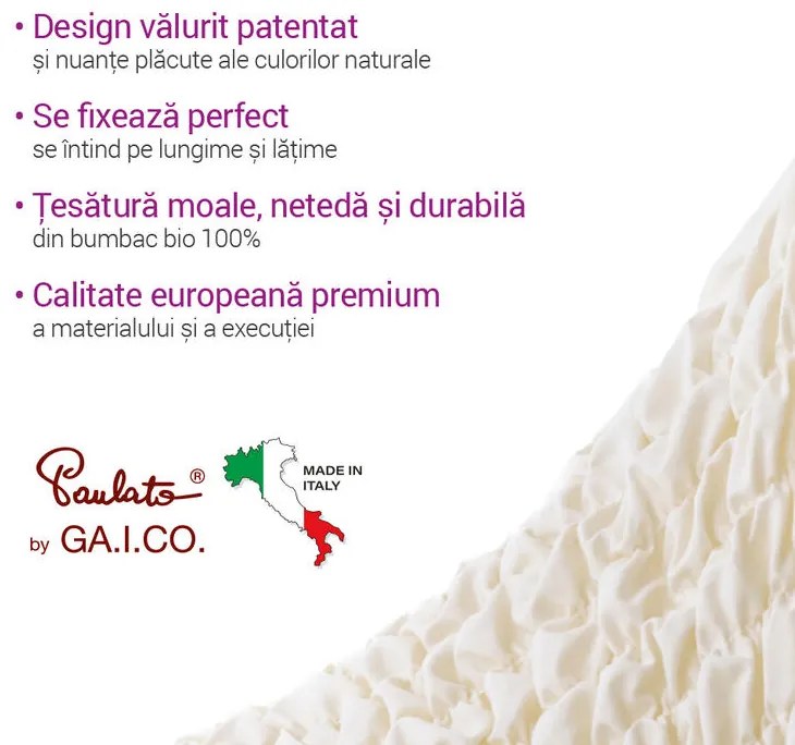 Huse bielastice FUCO bumbac bio smântânii fotoliu dublu (l. 120 - 160 cm)
