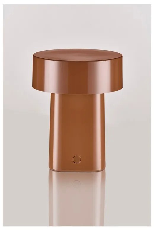 Veioză maro coniac LED din plastic (înălțime 18 cm) Oblong – Zone