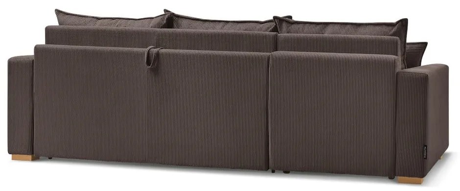 Colțar maro extensibil cu tapițerie din catifea reiată (cu colț variabil) Augustin – Bobochic Paris