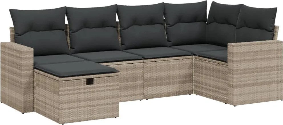 vidaXL Set canapele de grădină cu perne, 6 piese gri deschis poliratan