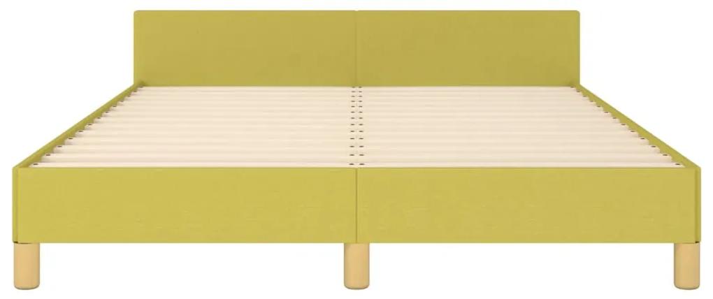 Cadru de pat cu tablie, verde, 140x190 cm, textil Verde, 140 x 190 cm, Design cu nasturi