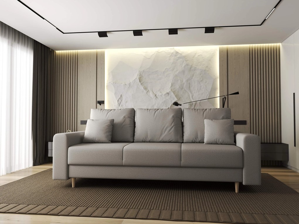 Canapea extensibilă dumonde cu ladă de depozitare si sezut confortabil din spuma high-density, Kronos Enjoy Bej 210x100 cm