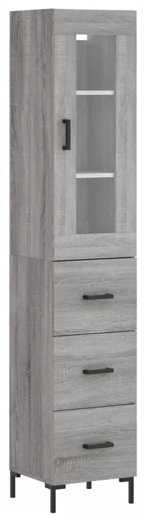 3199239 vidaXL Dulap înalt, gri sonoma, 34,5x34x180 cm, lemn prelucrat