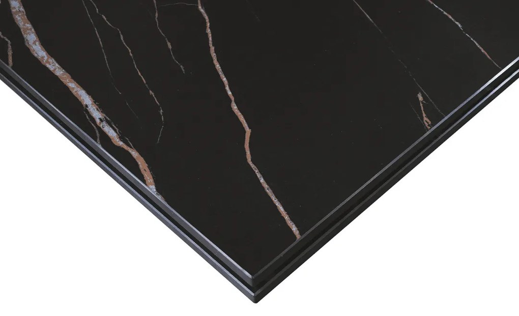 MIRABELLE -MASA BLAT DREPTUNGHIULAR NEGRU CU AURIU MAT EXTENSIBILA-PICIOR METALIC BRONZ 180 cm/ 90 cm