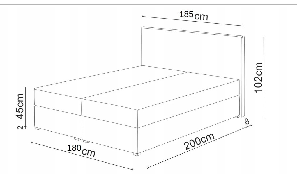 Pat matrimonial Boxspring 180 cm Karen Comfort (bej) (cu saltea și sp. depozitare). 1056013