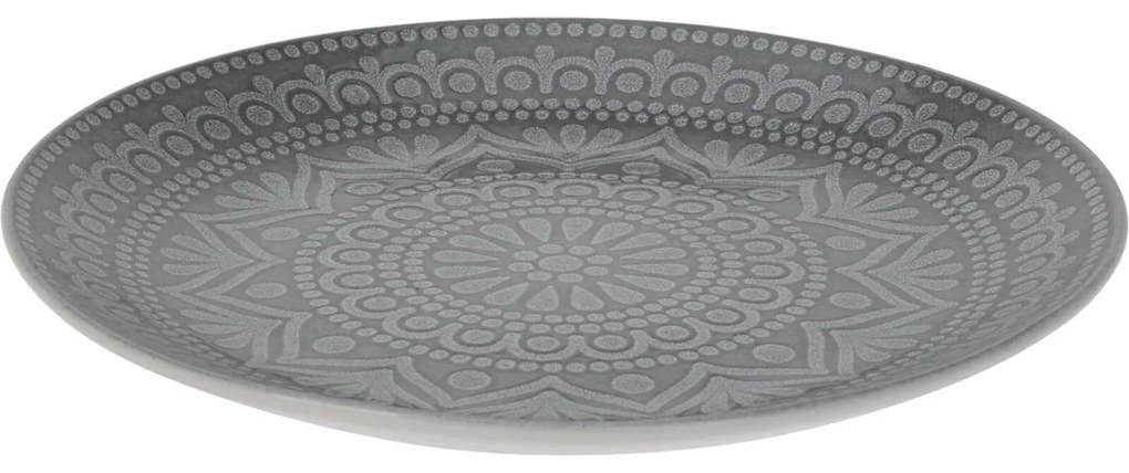 Farfurie întinsă din gresie Ethnic, diam 27 cm,gri