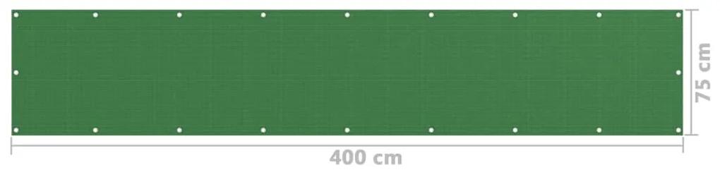 Paravan de balcon, verde deschis, 75x400 cm, HDPE Lysegronn, 75 x 400 cm