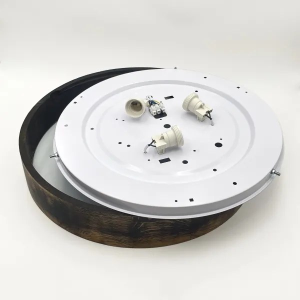 Plafonieră OAK SMOKY 3xE27/15W/230V ø 47,5 cm stejar/maro închis