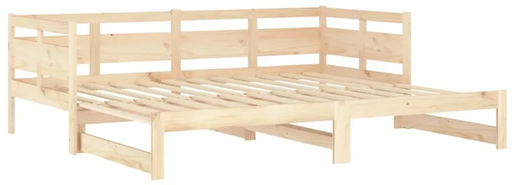 Pat de zi extensibil, 2x(80x200) cm, lemn masiv de pin Maro, 80 x 200 cm
