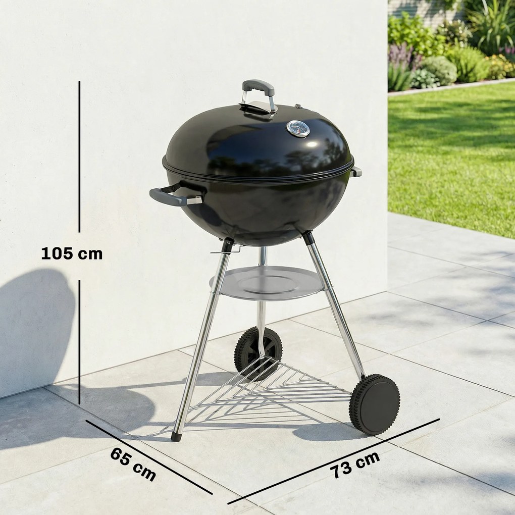 Outsunny Grătar rotund tip kettle | Aosom Romania