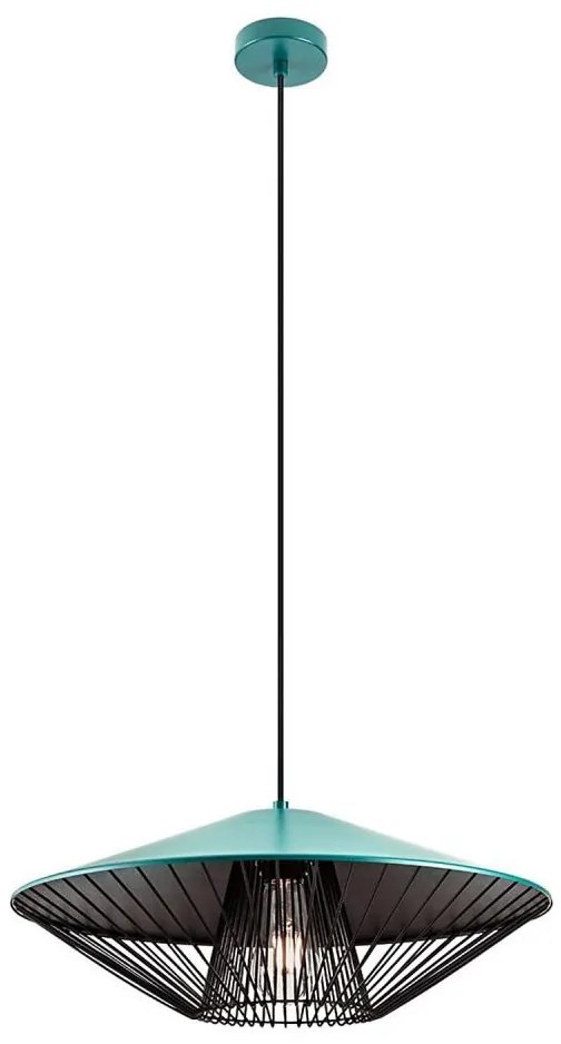 Redo 01-3010 - Lustră suspendată pe cablu GRILL, 1 x E27, 42W, 230V, Ø 49,5 cm, negru/turcoaz