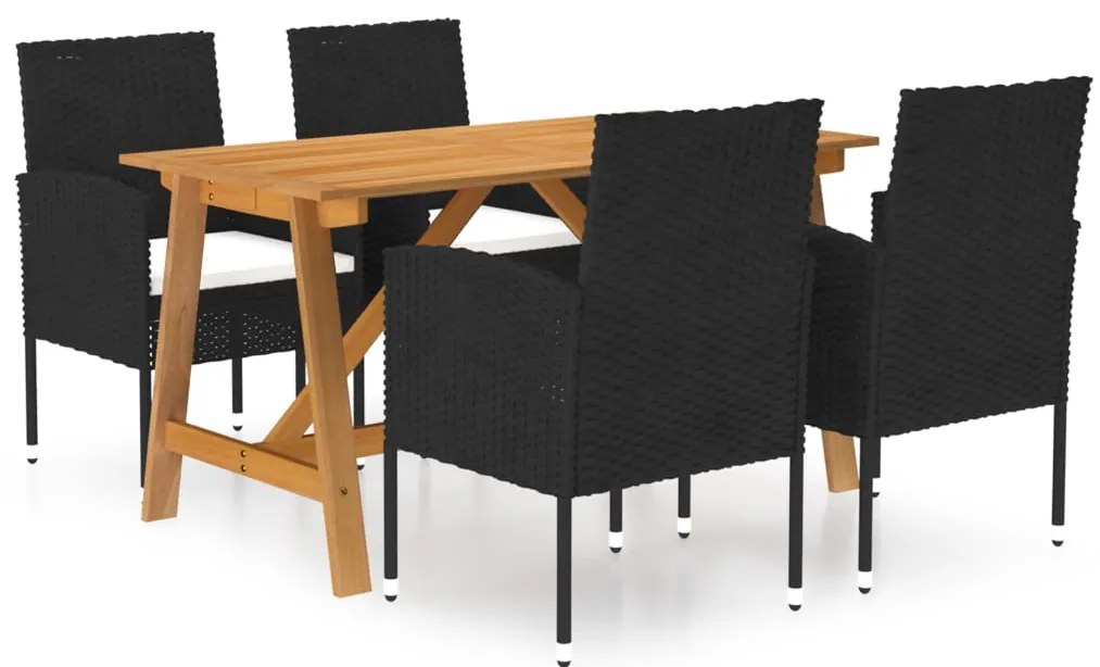 vidaXL Set de masă pentru grădină, 5 piese, negru