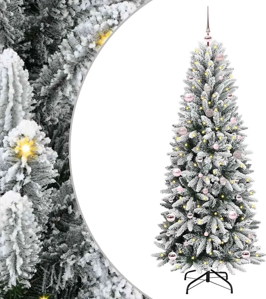 vidaXL Brad de Crăciun artificial cu 150 LED cu suport Alb 150 cm