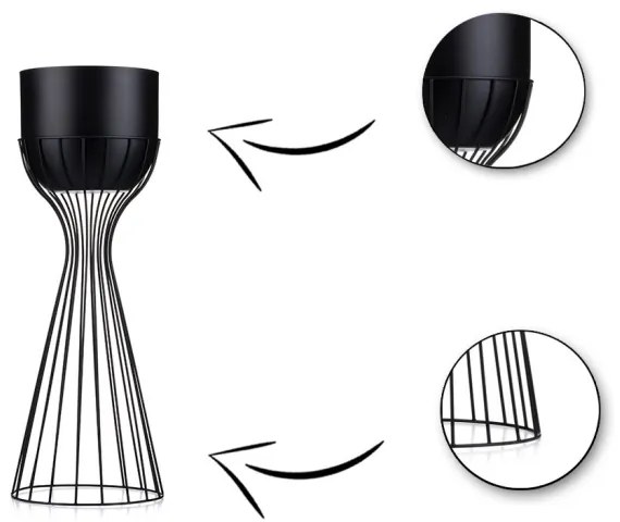 Ghiveci metalic de flori LOFT 46x20 cm negru