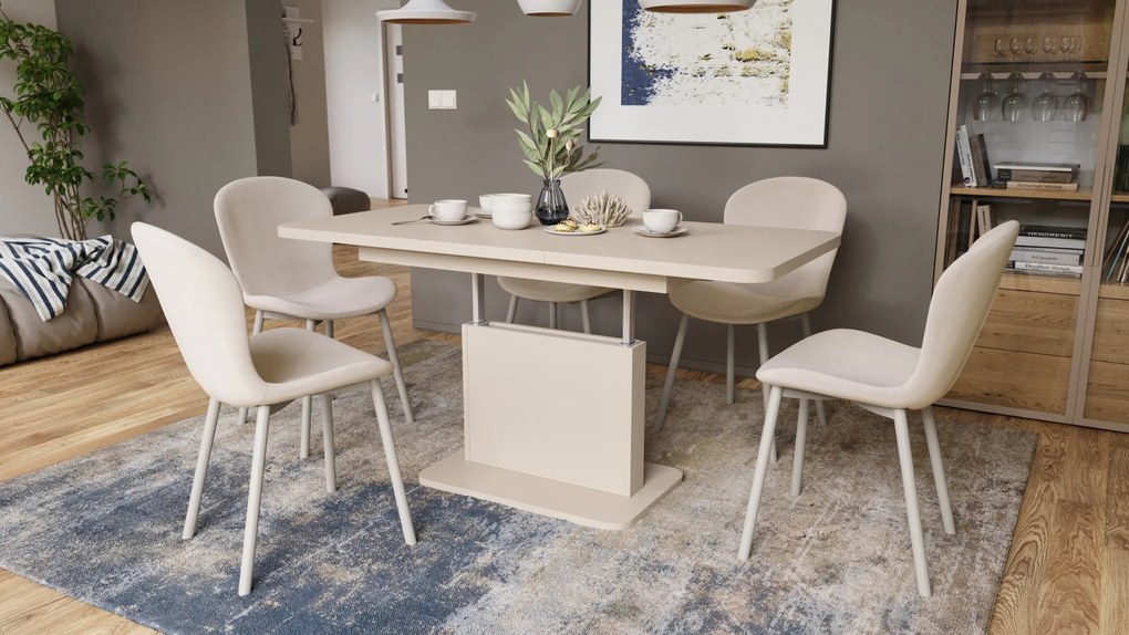 Mazzoni ASTON MINI-Z Bej (Șampanie) - MĂSUȚĂ DE CAFEA MODERNĂ EXTENSIBILĂ REGLABILĂ PE ÎNĂLȚIME MASĂ TRANSFORMABILĂ