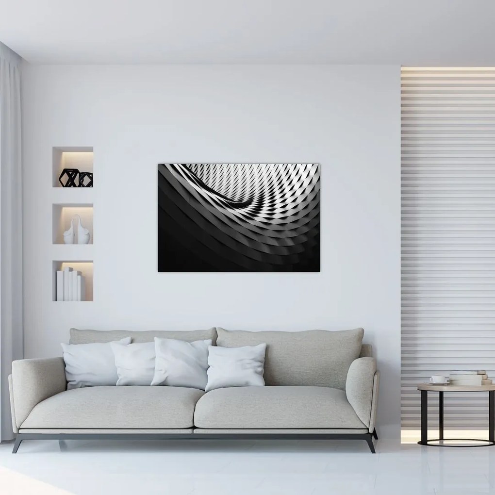 Tablou abstract - spirală alb neagră (90x60 cm)