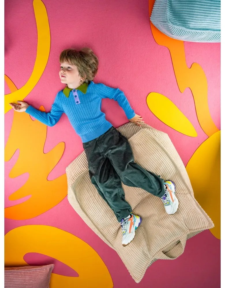 Fotoliu puf pentru copii maro deschis cu tapițerie din catifea reiată Chair – Wigiwama