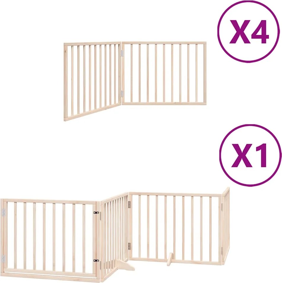 vidaXL Poartă de câini pliabilă cu ușă, 12 panouri, 960 cm, lemn plop