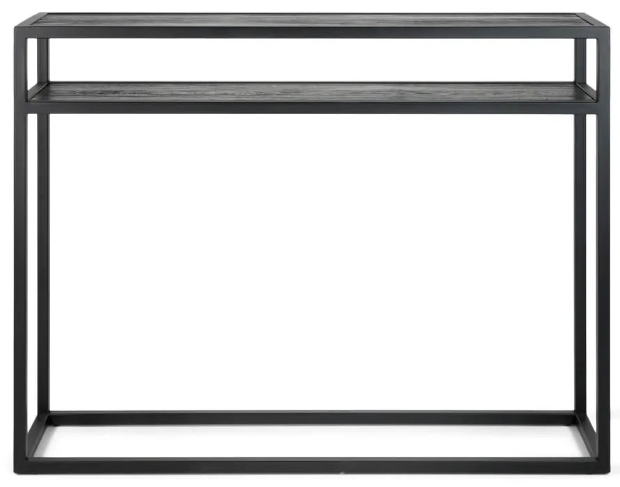 Masă consolă neagră cu blat din lemn de stejar 30x120 cm Daniël – Spinder Design