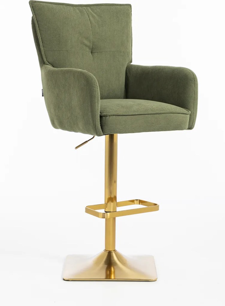 HR250KW Scaun Catifea Reiată Premium culoare verde salvie Bază Aurie