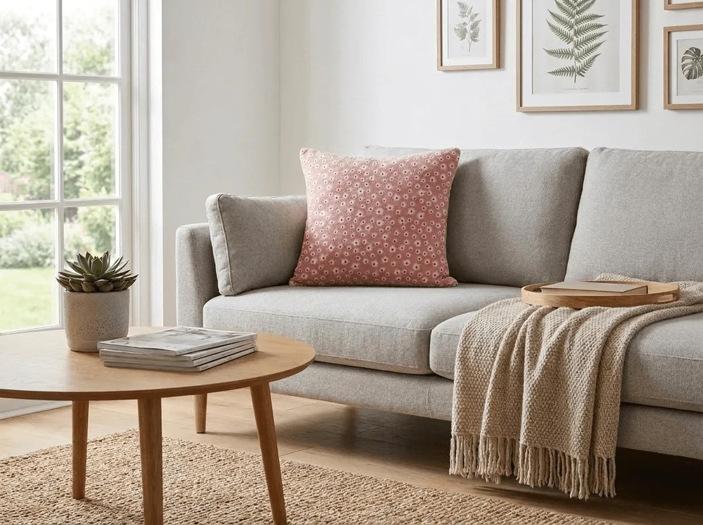 Husa de perna dubla fata DUO SENSE DAISELLE 45x45 cm microplus/flanel, roz