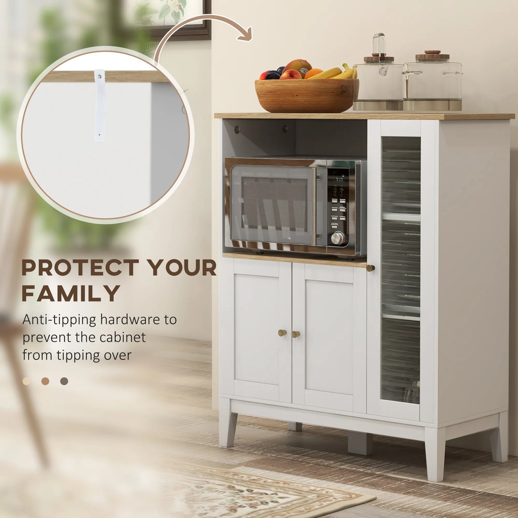 HOMCOM Dulap pentru Microunde cu Dulap Inferior și Rafturi Laterale din Lemn Alb | Aosom Romania