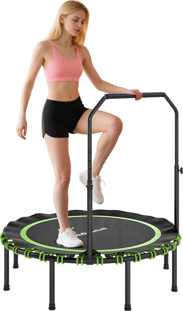 SPORTNOW Trambulină fitness cu mâner reglabil, trambulină sport pentru interior și exterior, oțel, plastic, verde | Aosom Romania