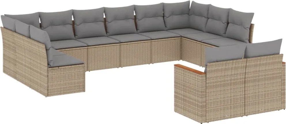 vidaXL Set canapele de grădină, 12 piese, cu perne, bej, poliratan