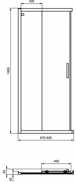 Cabina de dus patrata cu usi glisante Ideal Standard Connect 2 80x80 profil alb