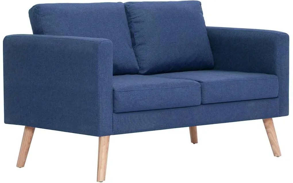 vidaXL Canapea cu 2 locuri, albastru, material textil