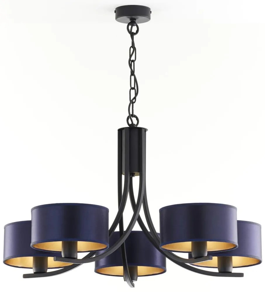 Jupiter 2101 - Lustră cu lanț ARTHUR 5xE27/15W/230V albastru/negru