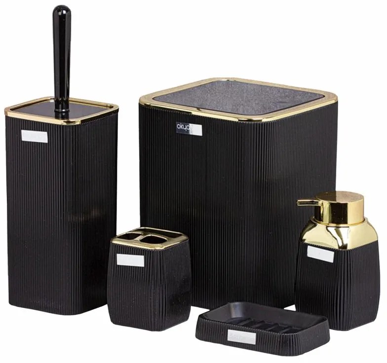 ShopJK SET ACCESORII DE BAIE 5 PIESE NEGRU - AURIU OKY5017